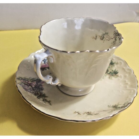 Vintage Aynsley England Bone China Yellow Tea Cup & Saucer Bluebell Time 1940's - Picture 5 of 13